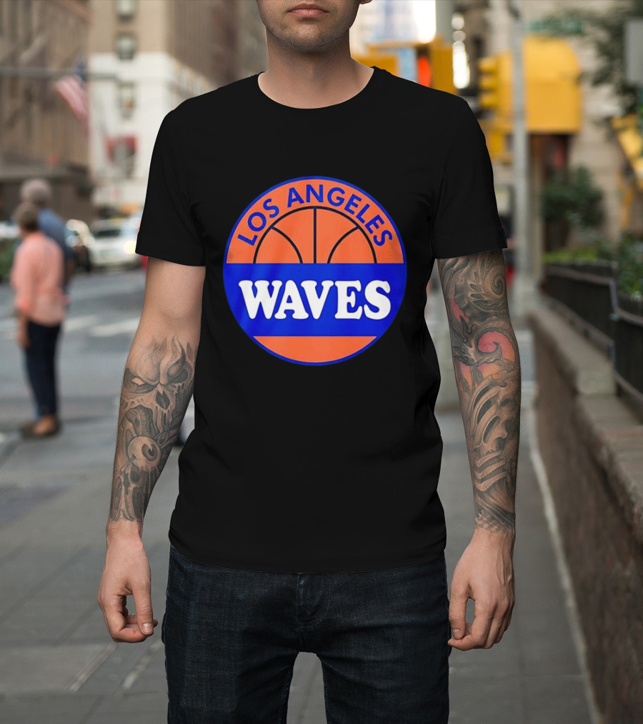 Los Angeles Waves Basketball Theme Circle T-Shirt