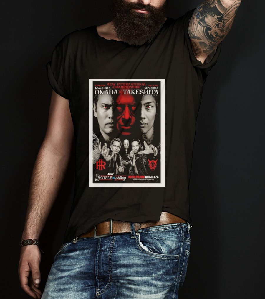 AEW International Championship Kazuchika Okada Vs Konosuke Takeshita Double Or Nothing 2026 Pay Per View T-Shirt