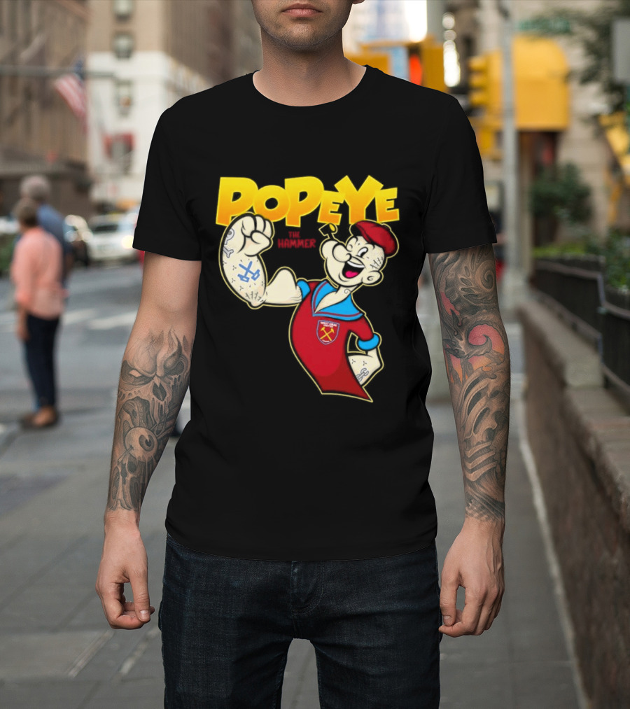 Popeye The Hammer West Ham United Crest Vintage Cartoon T-Shirt
