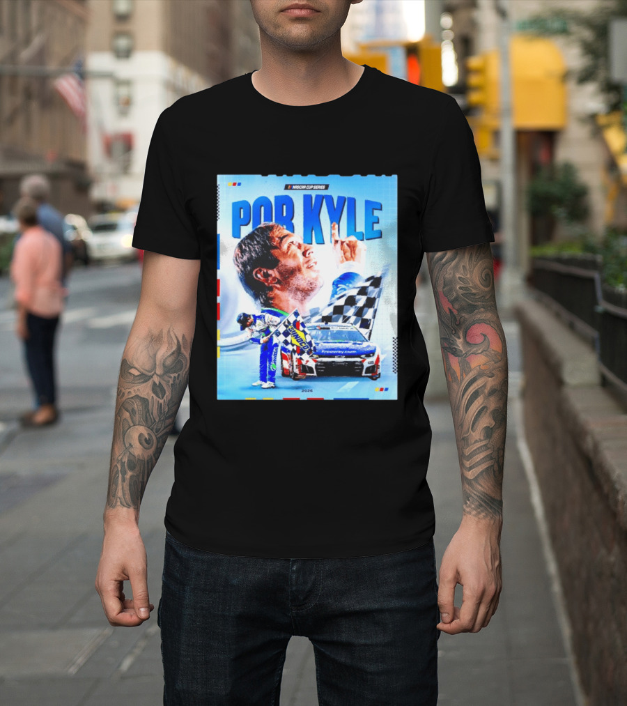 Nascar Cup Series Por Kyle 2026 Racing Celebration With Checkered Flag And Race Car T-Shirt