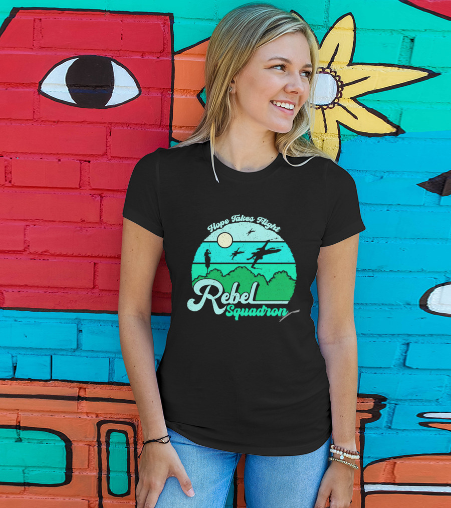 Rebel Squadron Hope Takes Flight Sunset Landscape T-Shirt