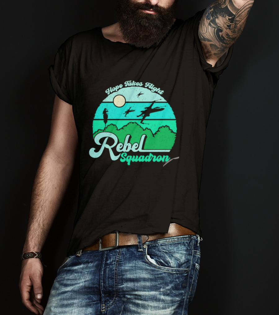 Rebel Squadron Hope Takes Flight Sunset Landscape T-Shirt
