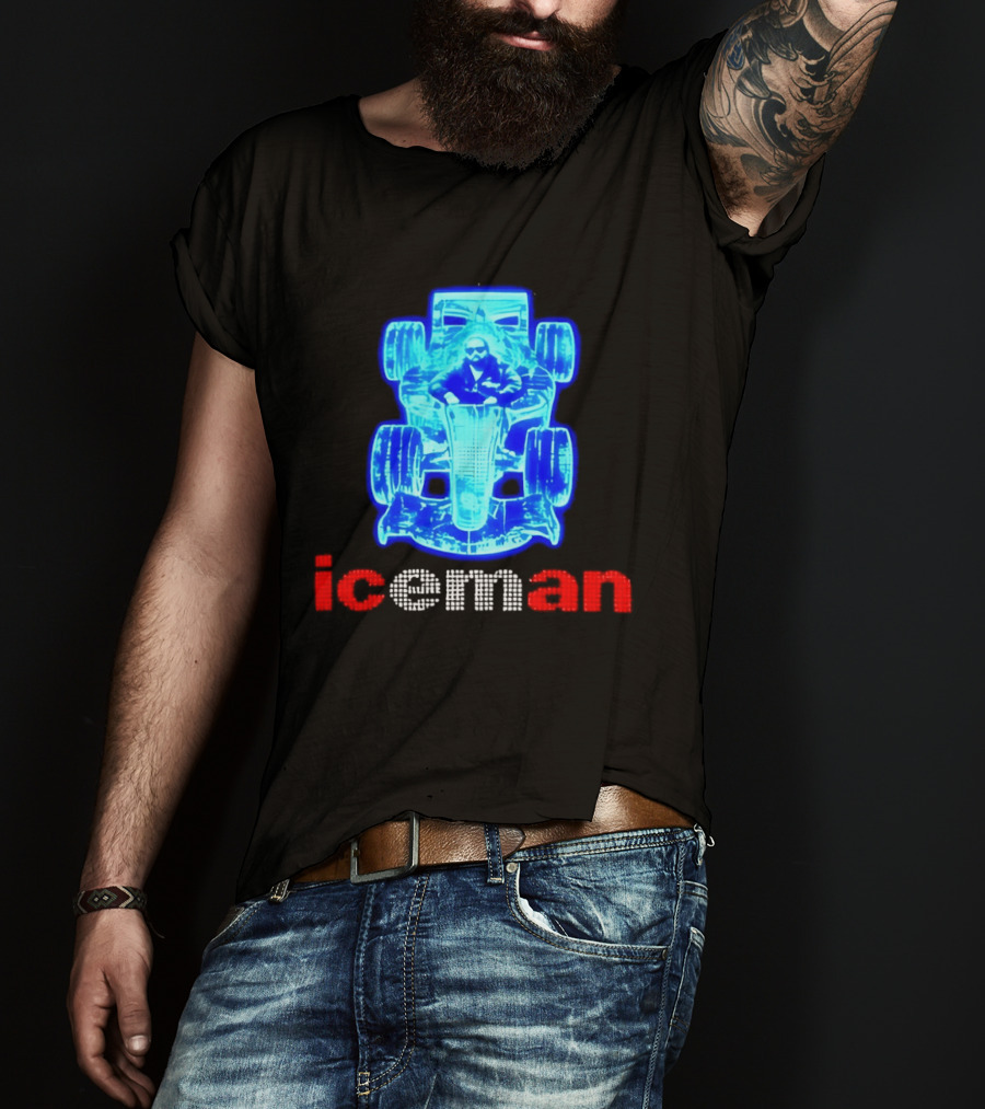 Iceman Kimi Räikkönen F1 Driver Holographic Car Racing Blue Red T-Shirt