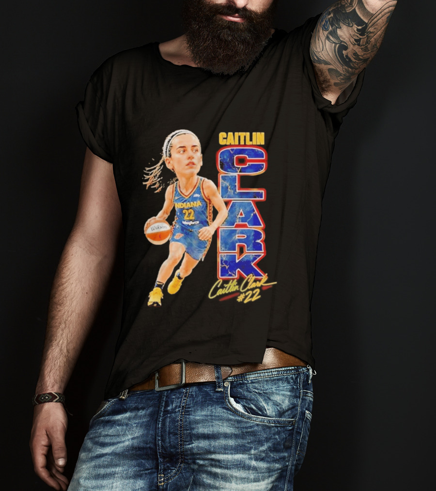 WNBA Indiana Fever Caitlin Clark 22 Basketball Caricature T-Shirt