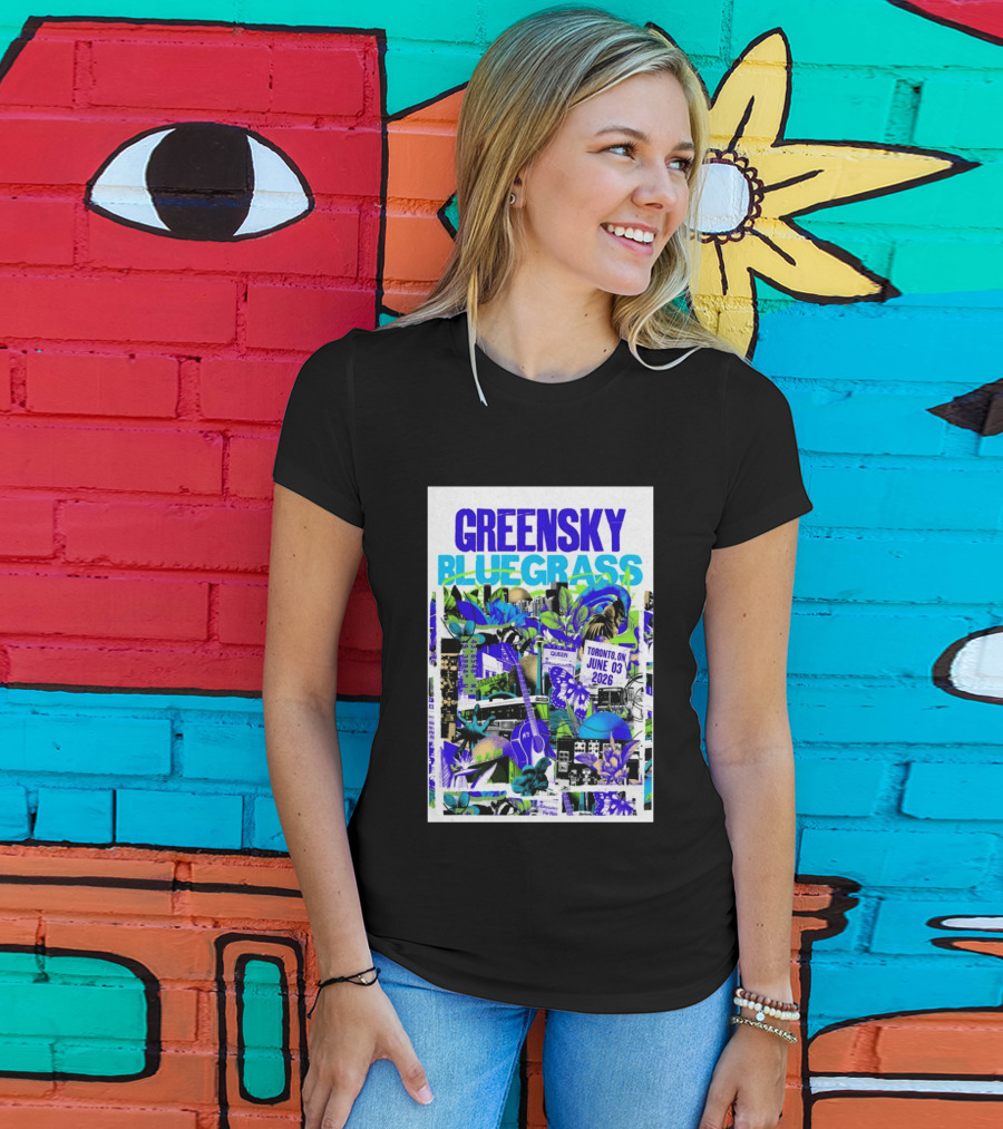 Greensky Bluegrass Toronto ON June 03 2026 Guitar Butterfly Cityscape T-Shirt