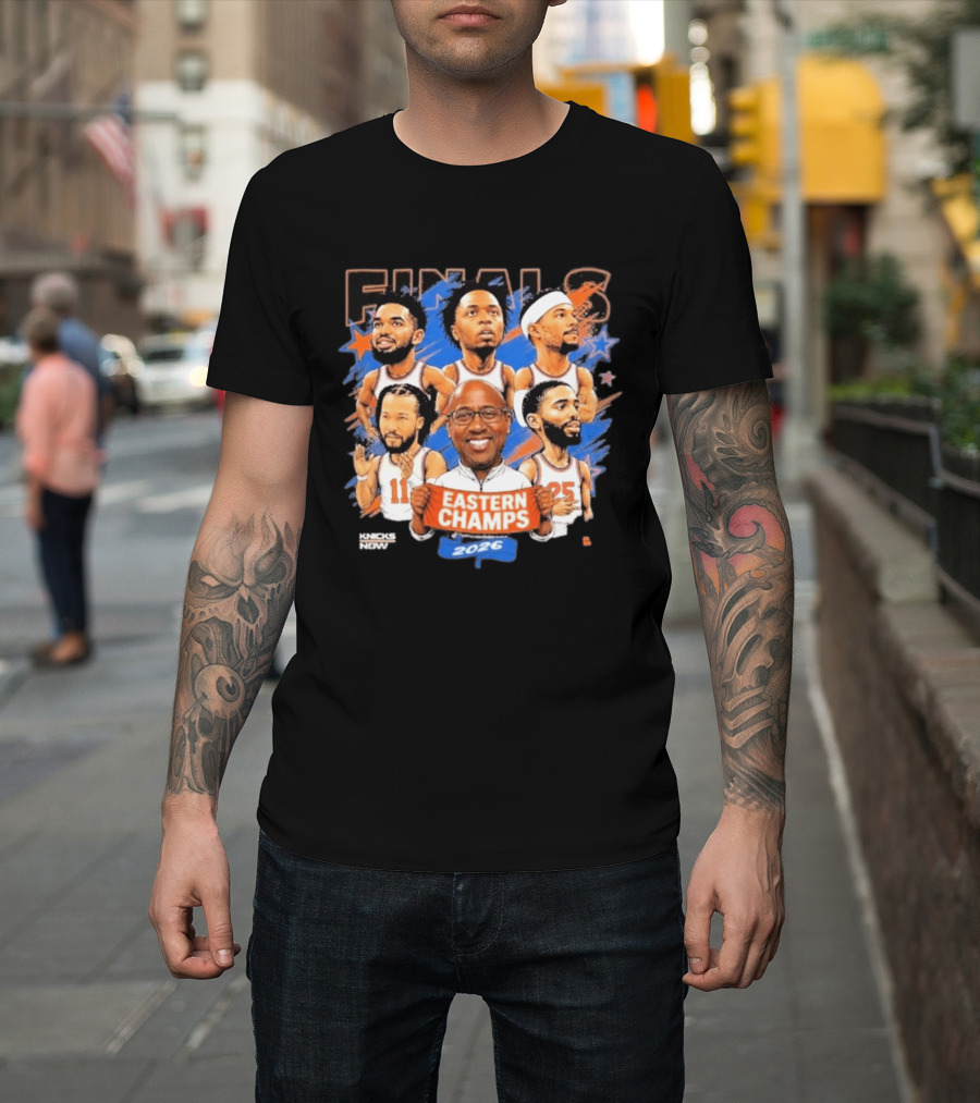 NBA Finals 2026 Eastern Champs Knicks Players And Coach Banner T-Shirt