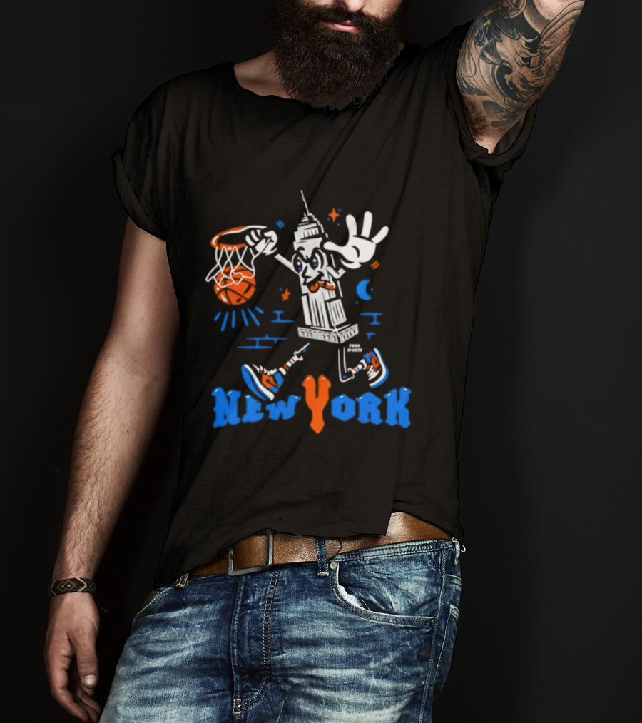New York Knicks Empire State Building With Basketball And Sneakers T-Shirt
