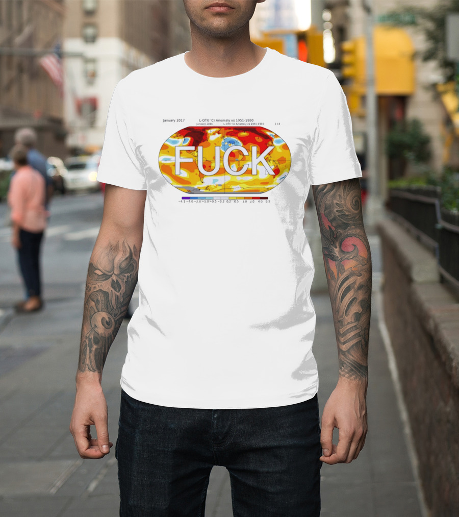 L OTI Anomaly Vs 1951 1980 January 2017 January 2016 Climate Data Analysis Map T-Shirt