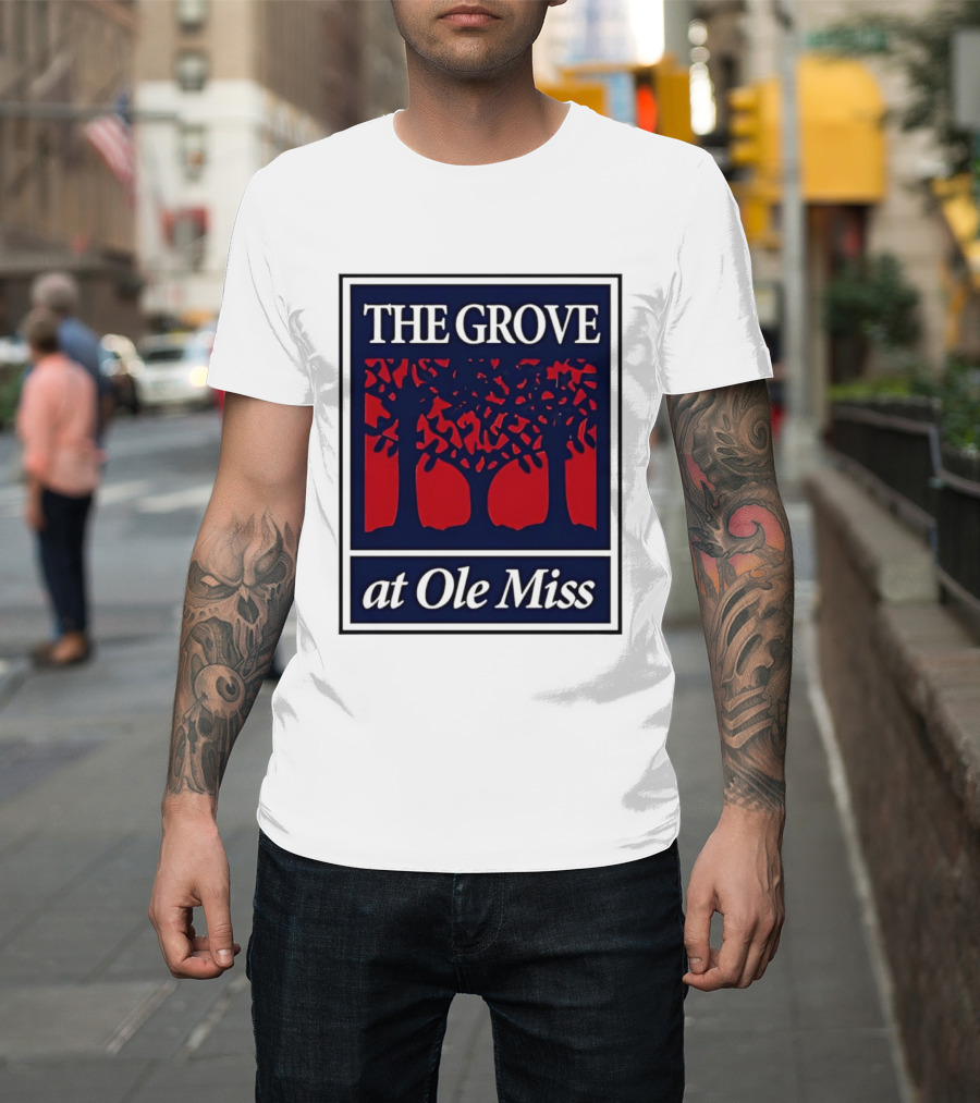 The Grove At Ole Miss Trees Red Blue T-Shirt