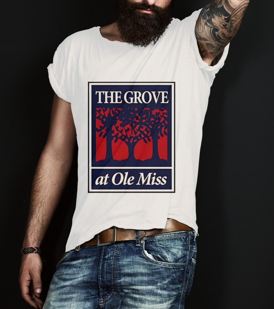 The Grove At Ole Miss Trees Red Blue T-Shirt