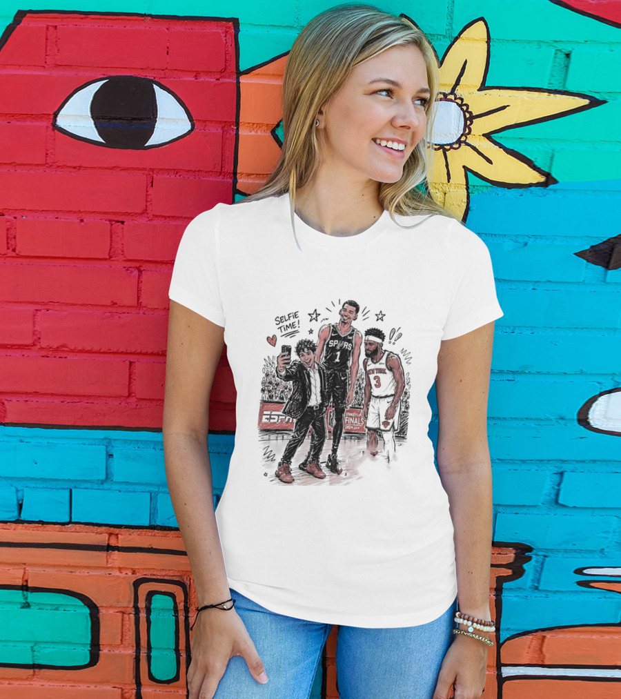 NY Knicks And San Antonio Spurs Selfie Time Finals Caricature T-Shirt