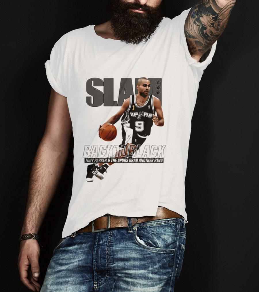 SLAM Back To Black San Antonio Spurs Tony Parker 9 Spurs Grab Another Ring T-Shirt