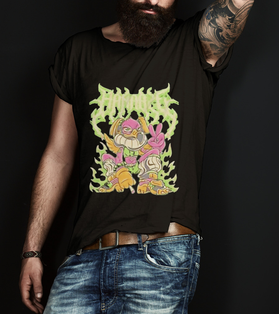 HAMMBRIK Chill Dog Flaming Peace Pose T-Shirt