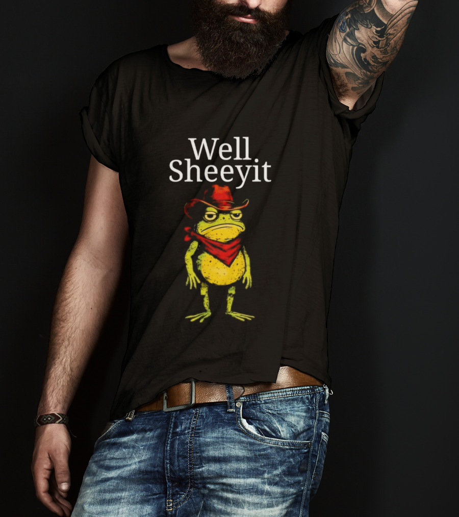 Well Sheeyit Frog Cowboy Hat And Bandana T-Shirt