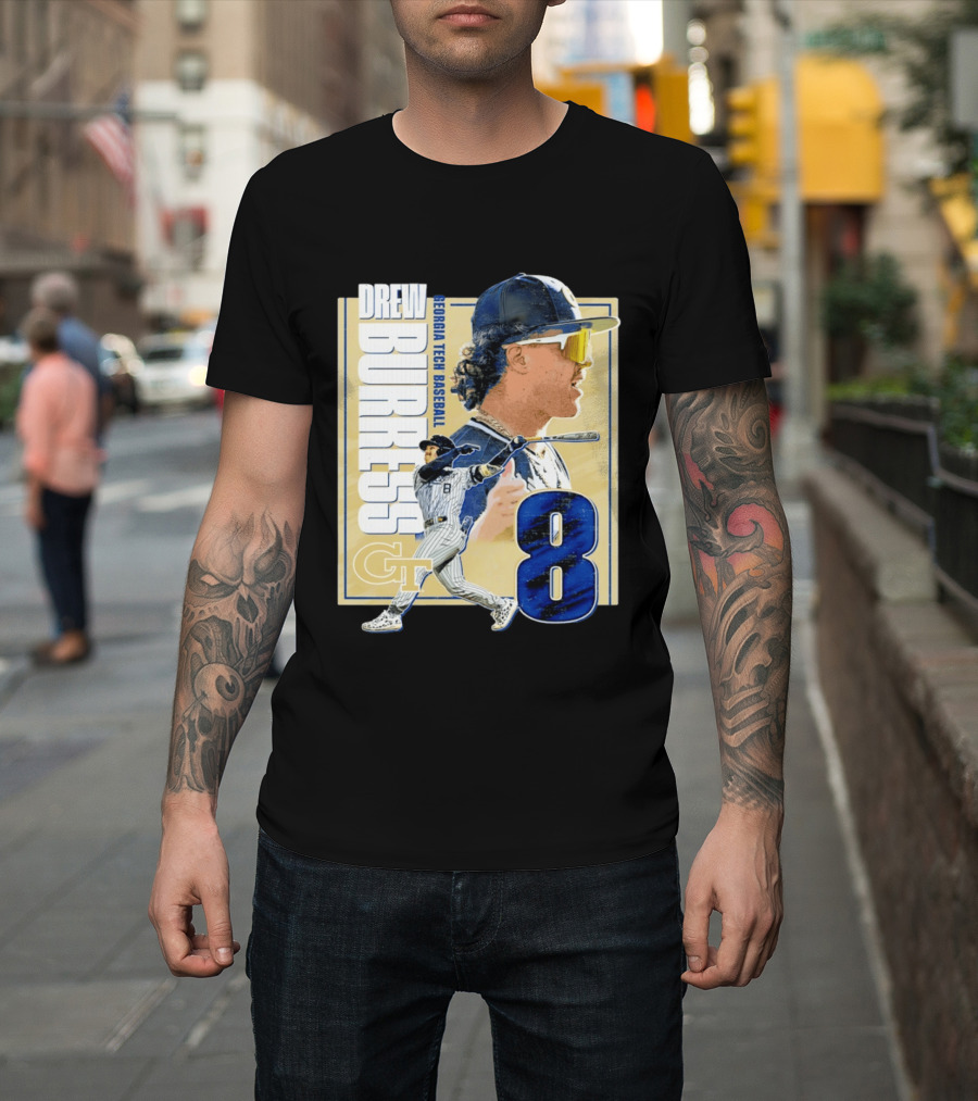 Drew Burress Georgia Tech Baseball Athlete Number 8 T-Shirt