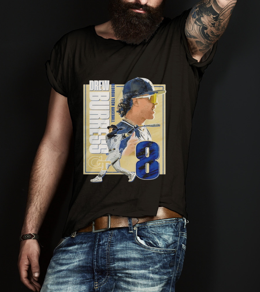 Drew Burress Georgia Tech Baseball Athlete Number 8 T-Shirt