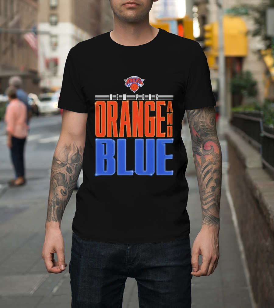 New York Knicks Orange And Blue Neon T-Shirt