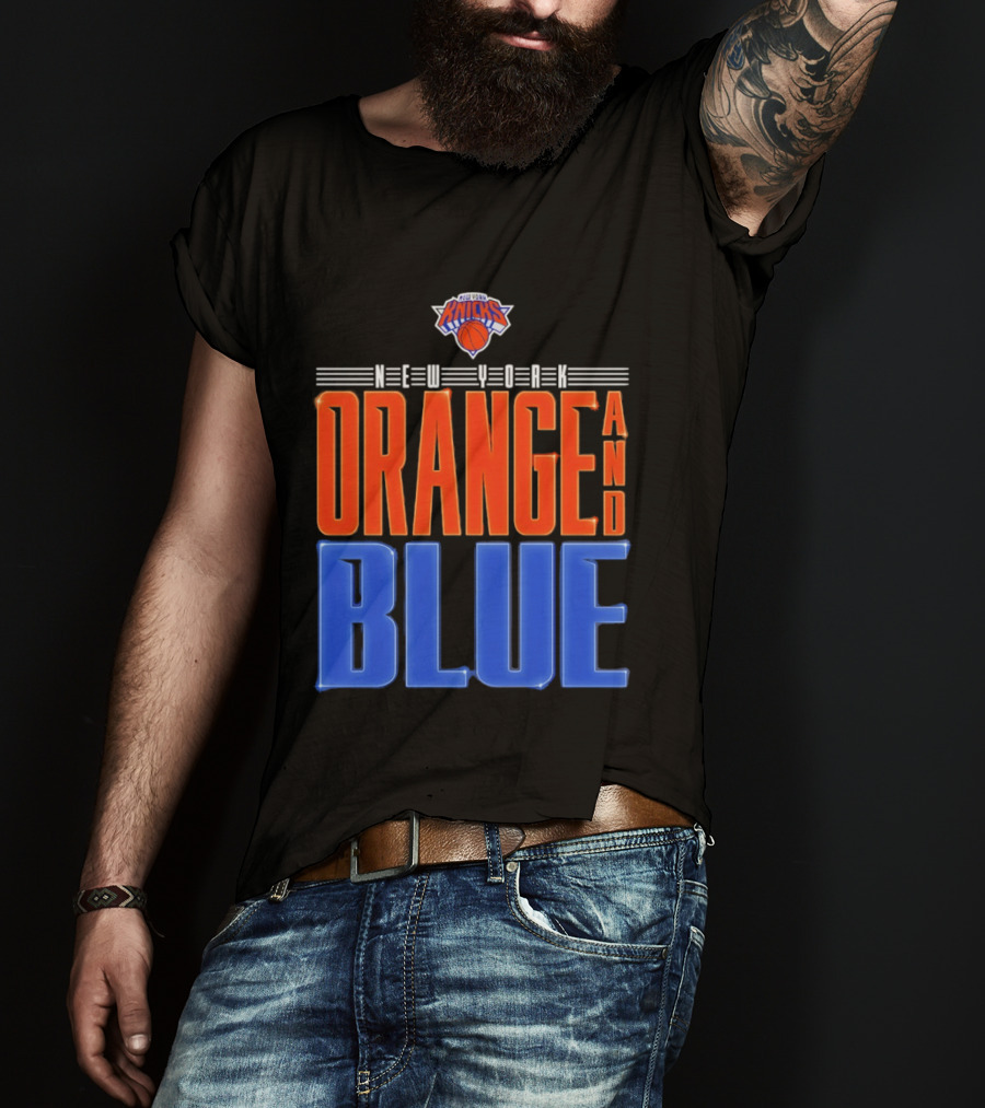 New York Knicks Orange And Blue Neon T-Shirt