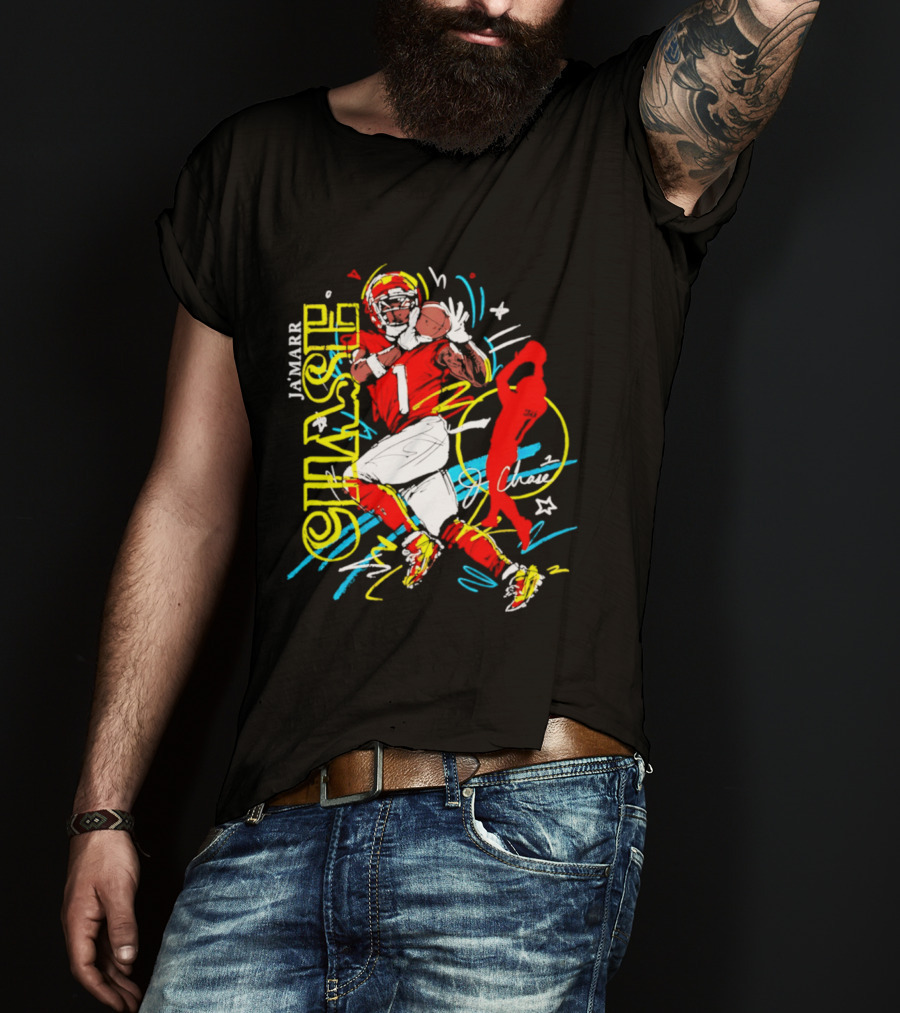 Ja'Marr Chase Cincinnati Bengals Number 1 Scribble Paint T-Shirt