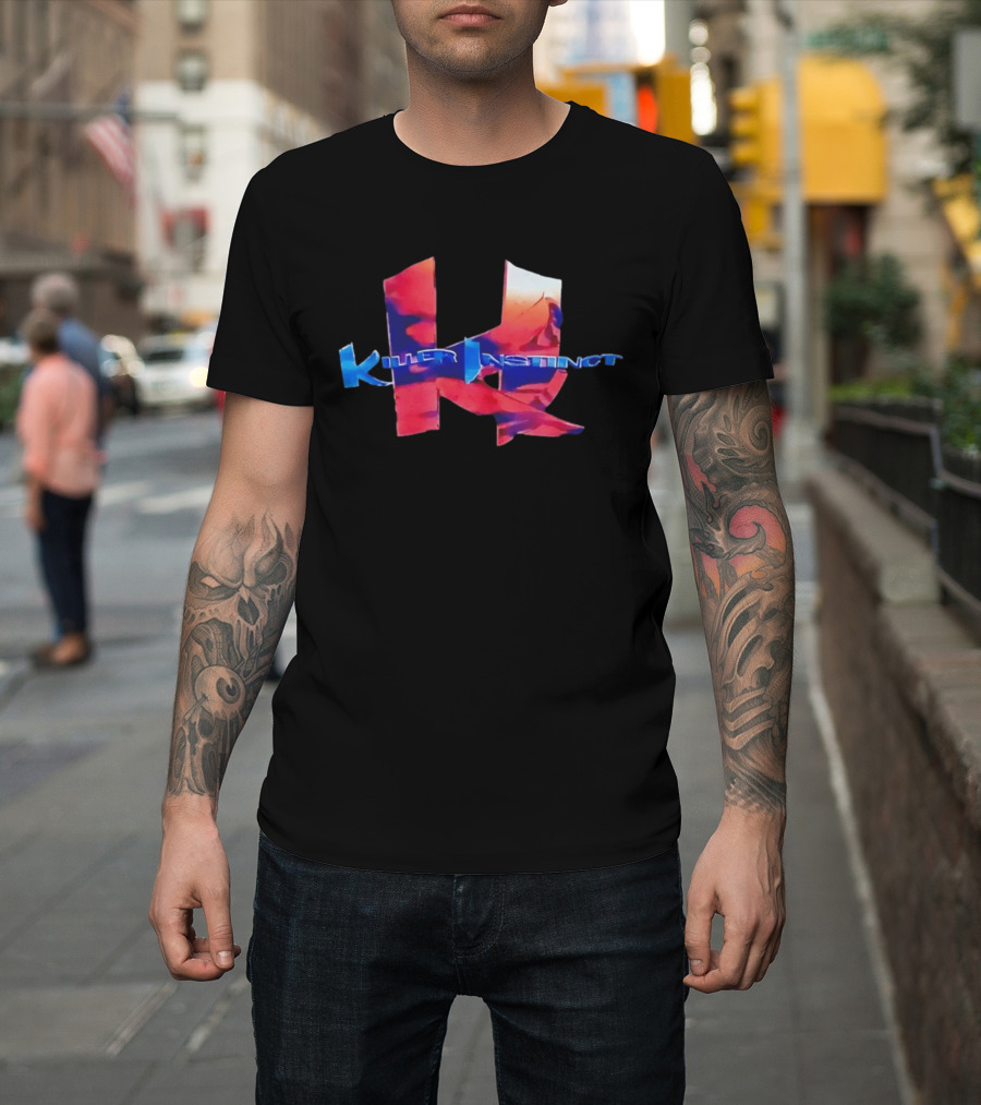 Killer Instinct Title With Red And Blue Abstract T-Shirt