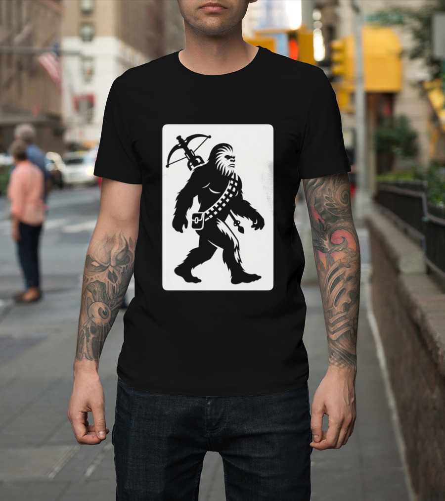 Chewbacca Bigfoot Star Wars Wookiee Hunter Sci Fi Creature Crossbow Trekker T-Shirt