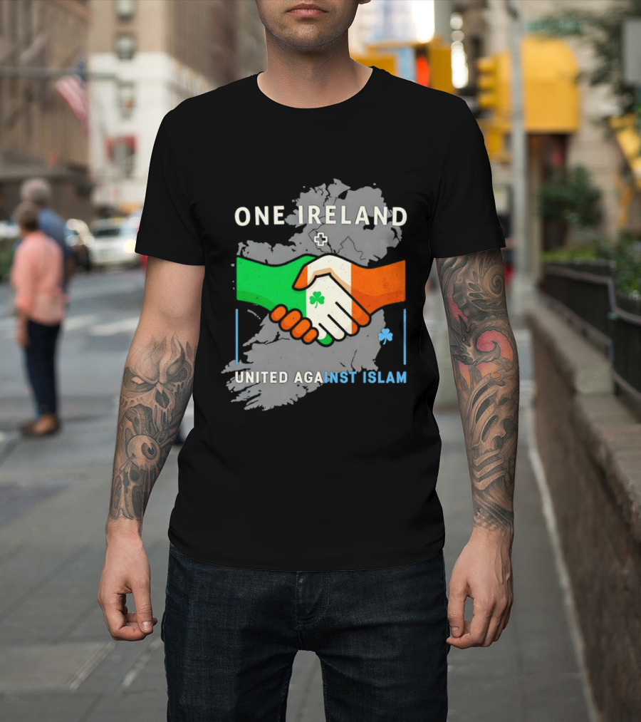 Ireland One Ireland Handshake Map United Against Islam T-Shirt