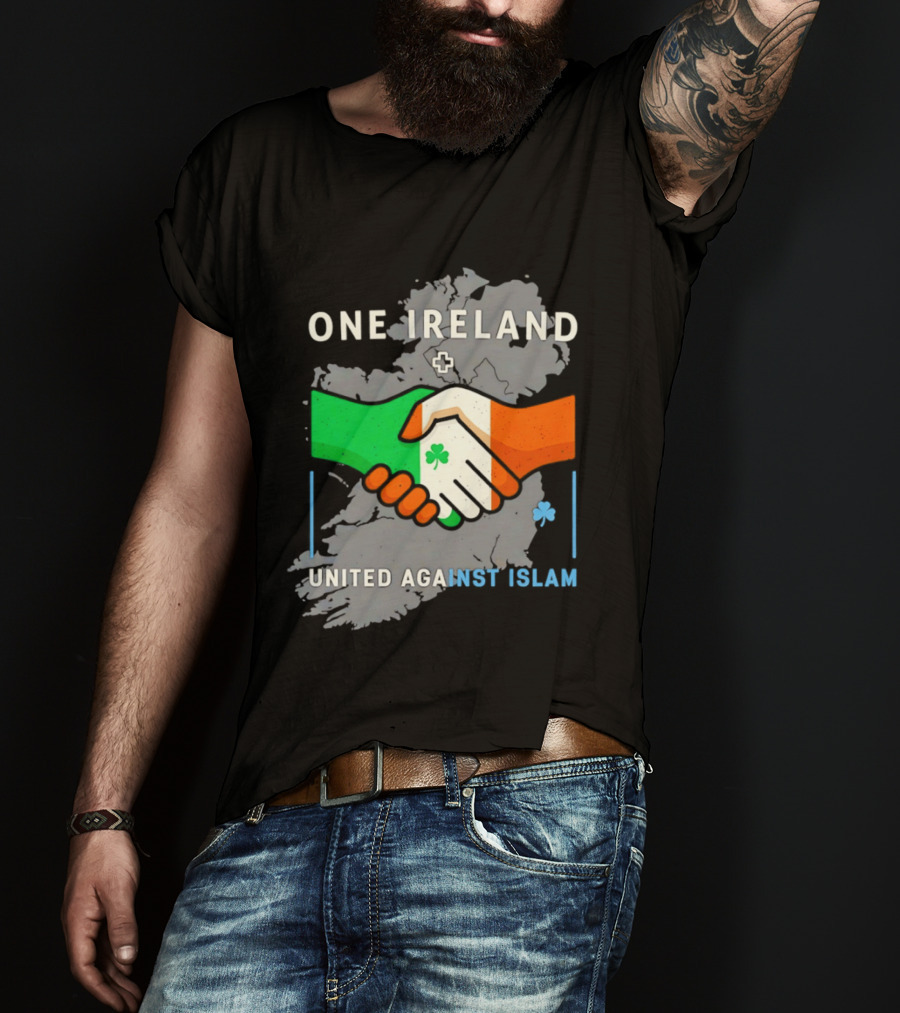 Ireland One Ireland Handshake Map United Against Islam T-Shirt