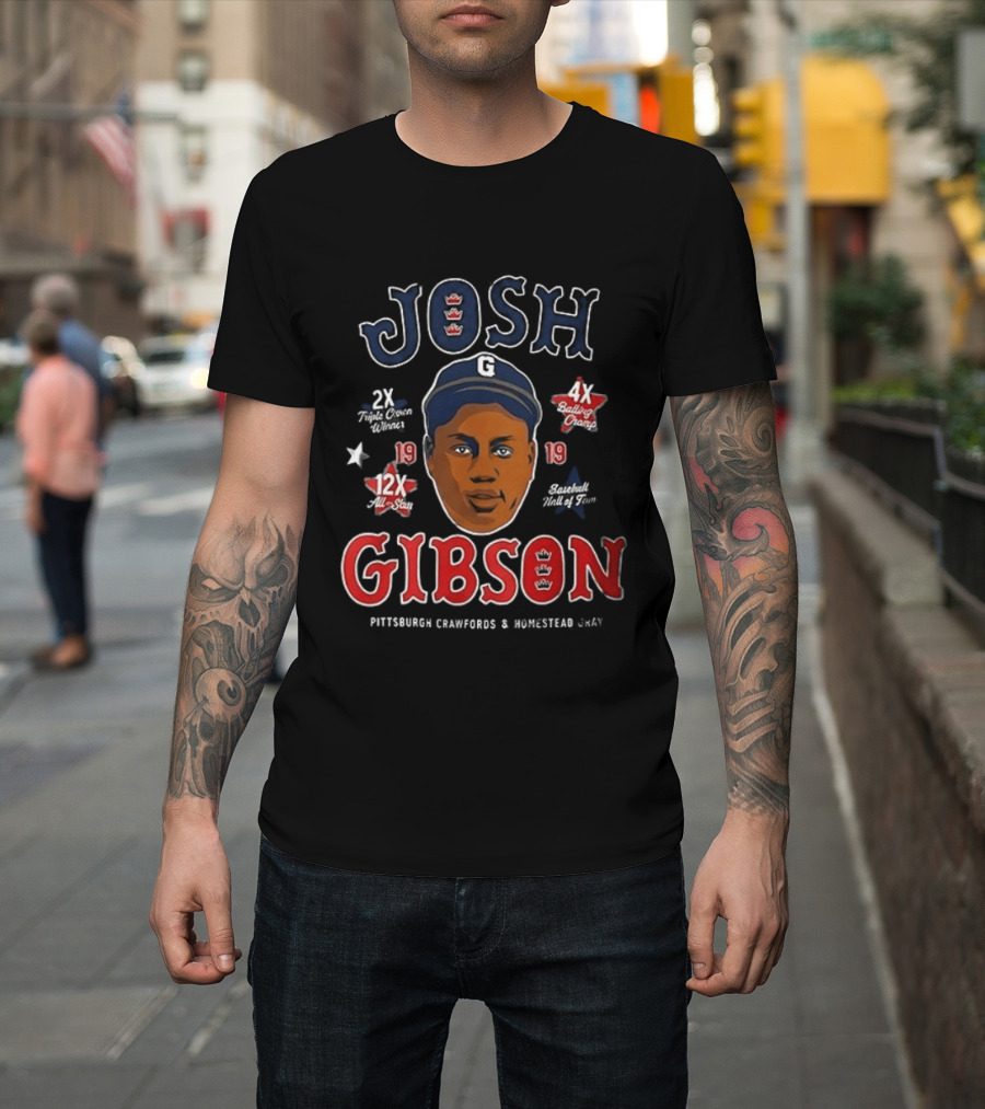Josh Gibson Pittsburgh Crawfords Homestead Grays Big Head 2x NNL 12x AS 4x BA 13 HR T-Shirt