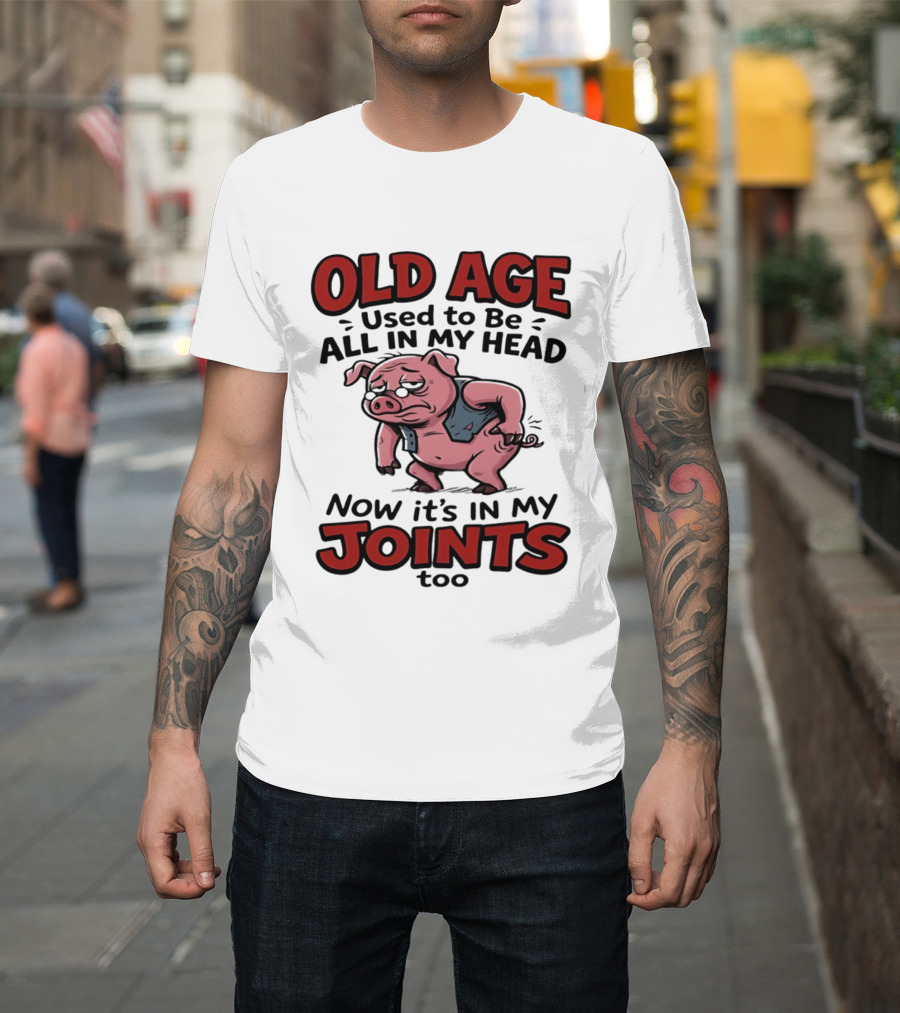 Old Age Used To Be All In My Head Now It's In My Joints Too Pig T-Shirt
