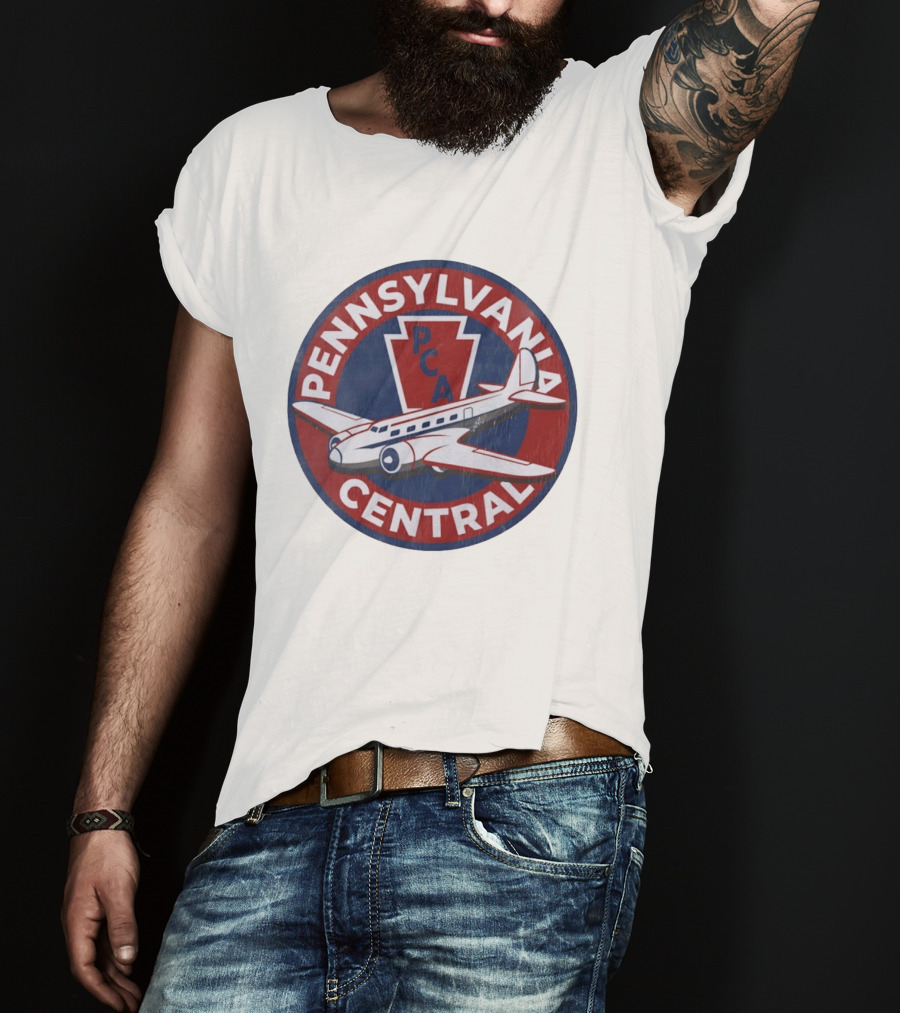 Pennsylvania Central PCA Aviation Travel Retro Vintage Airplane T-Shirt