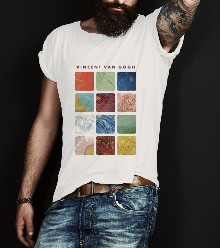 Vincent Van Gogh Paintings Iconic Colors Squares T-Shirt