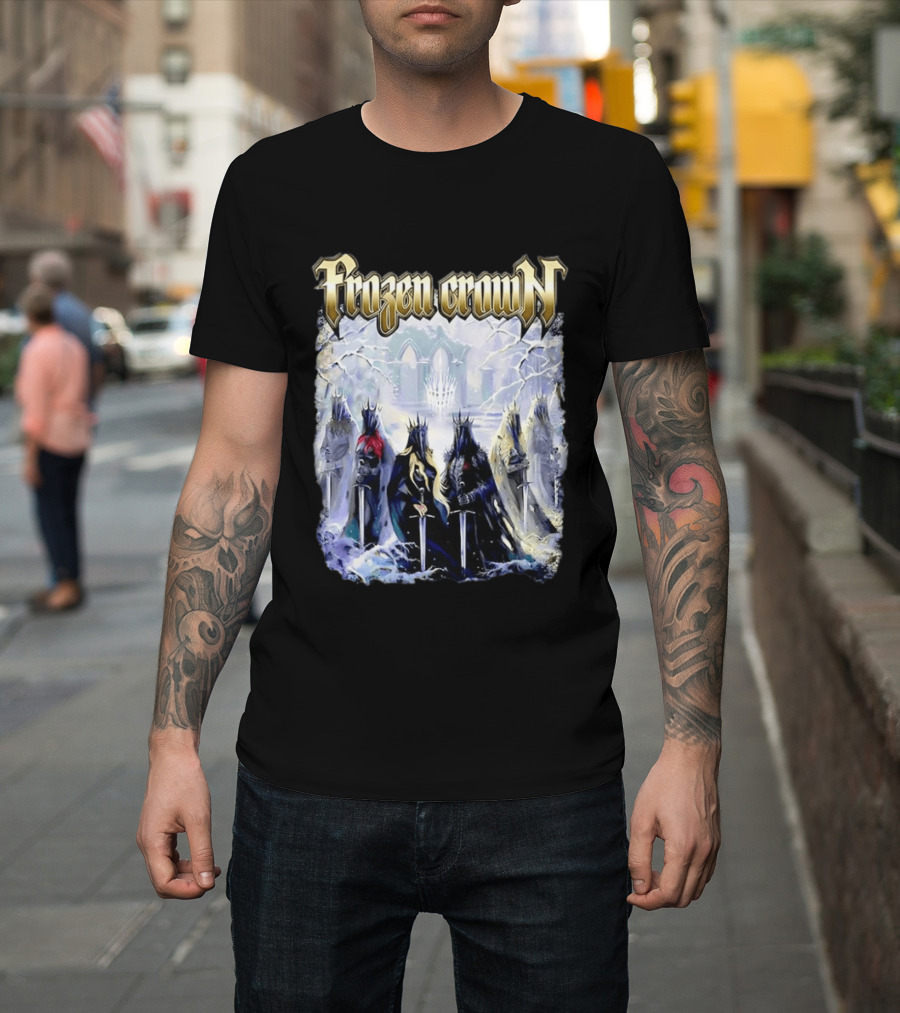 Frozen Crown Dark Fantasy Rulers Sword Wielding Monarchs T-Shirt