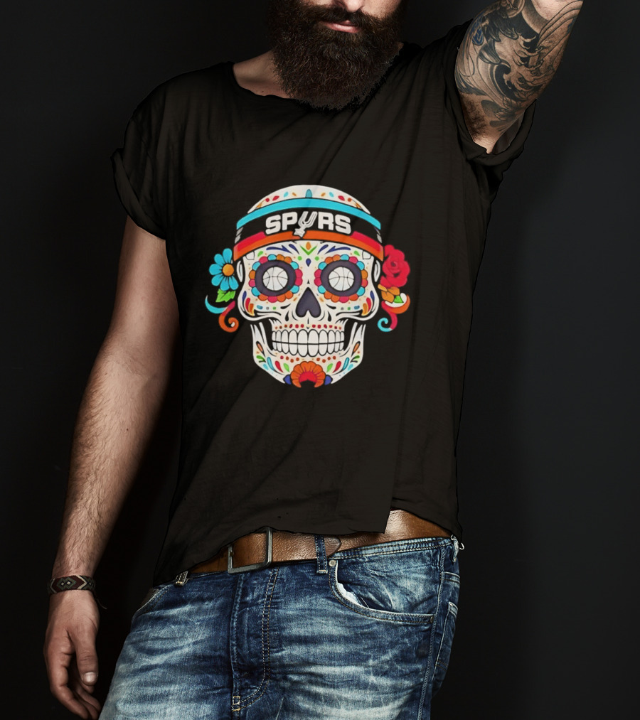 San Antonio Spurs Sugar Skull Day Of The Dead Basketball Fan T-Shirt
