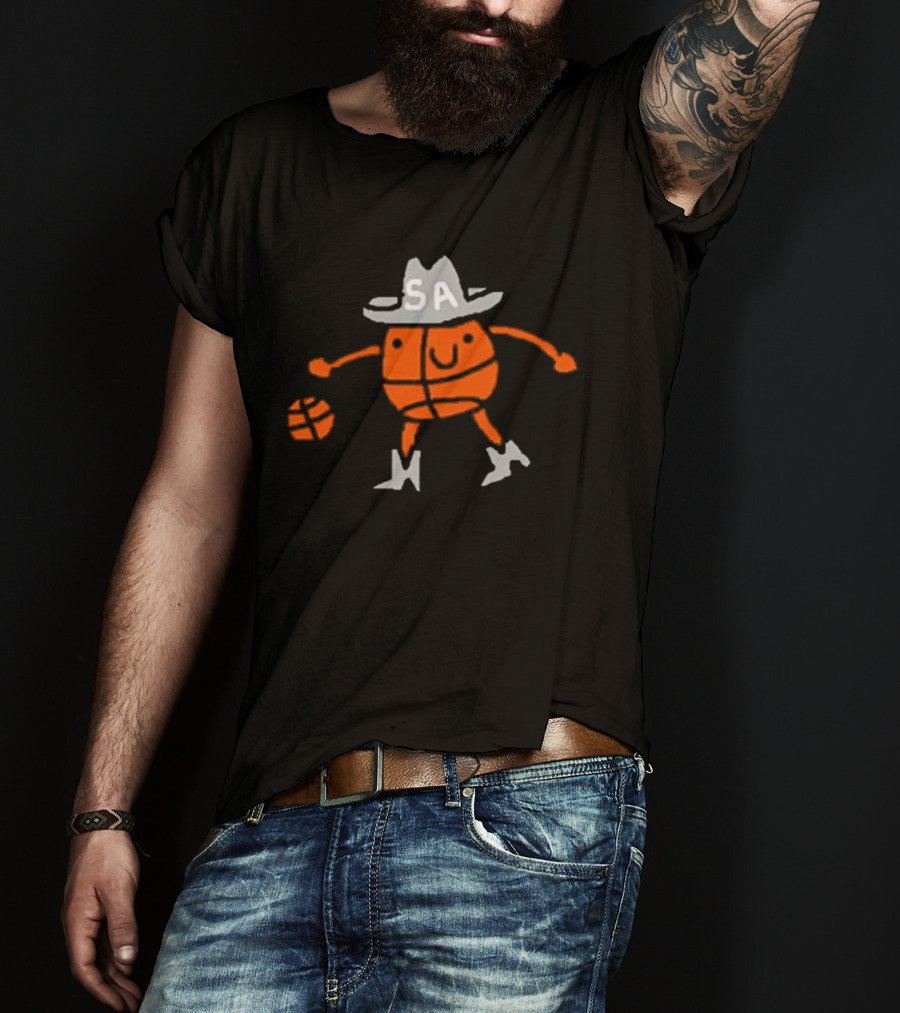 San Antonio Spurs Cowboy Basketball Art With SA Hat And Boots T-Shirt