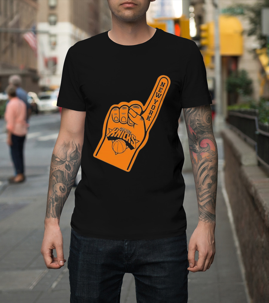 New York Knicks Foam Finger Basketball Fan Gear T-Shirt