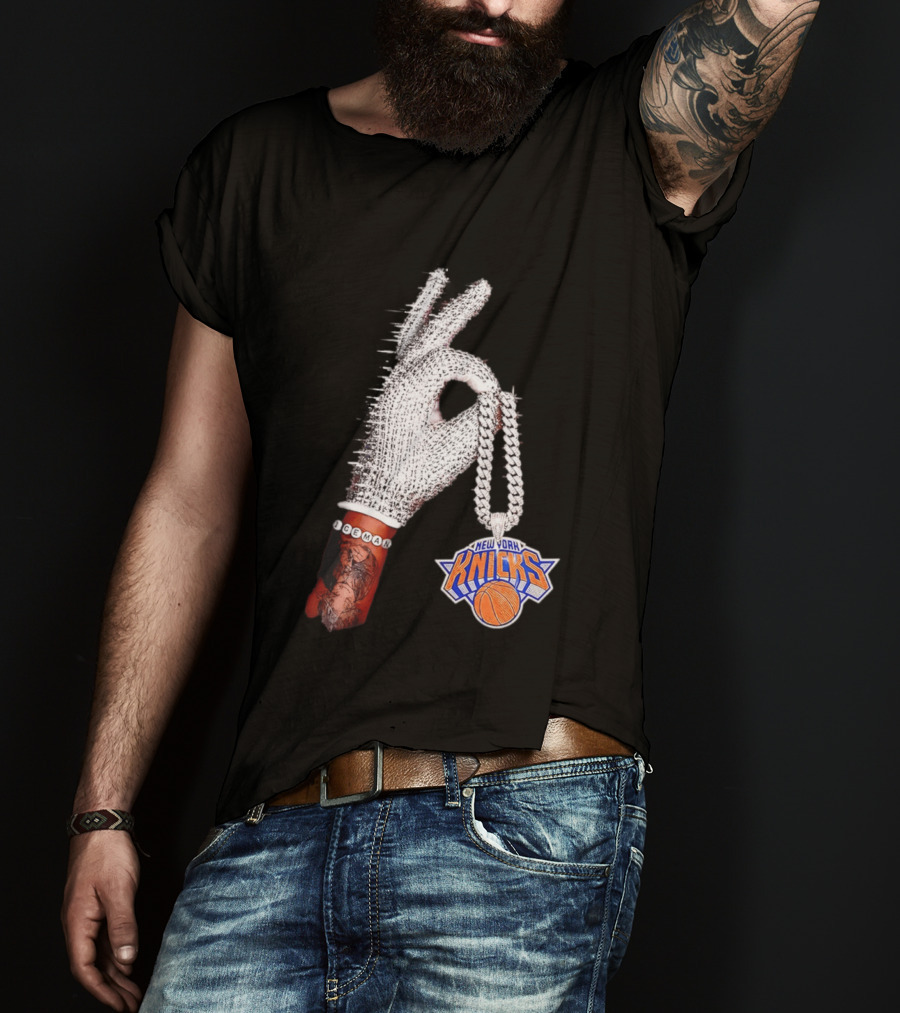 New York Knicks Iceman Glove Chain Basketball Fashion T-Shirt