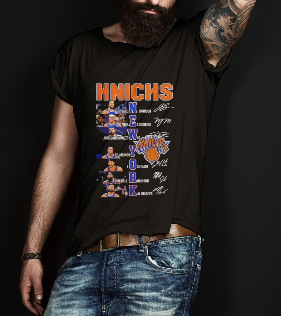 Knicks Jalen Brunson Julius Randle RJ Barrett Josh Hart Mitchell Robinson Immanuel Quickley Quentin Grimes RJ Randle Bridges Knicks Basketball T-Shirt