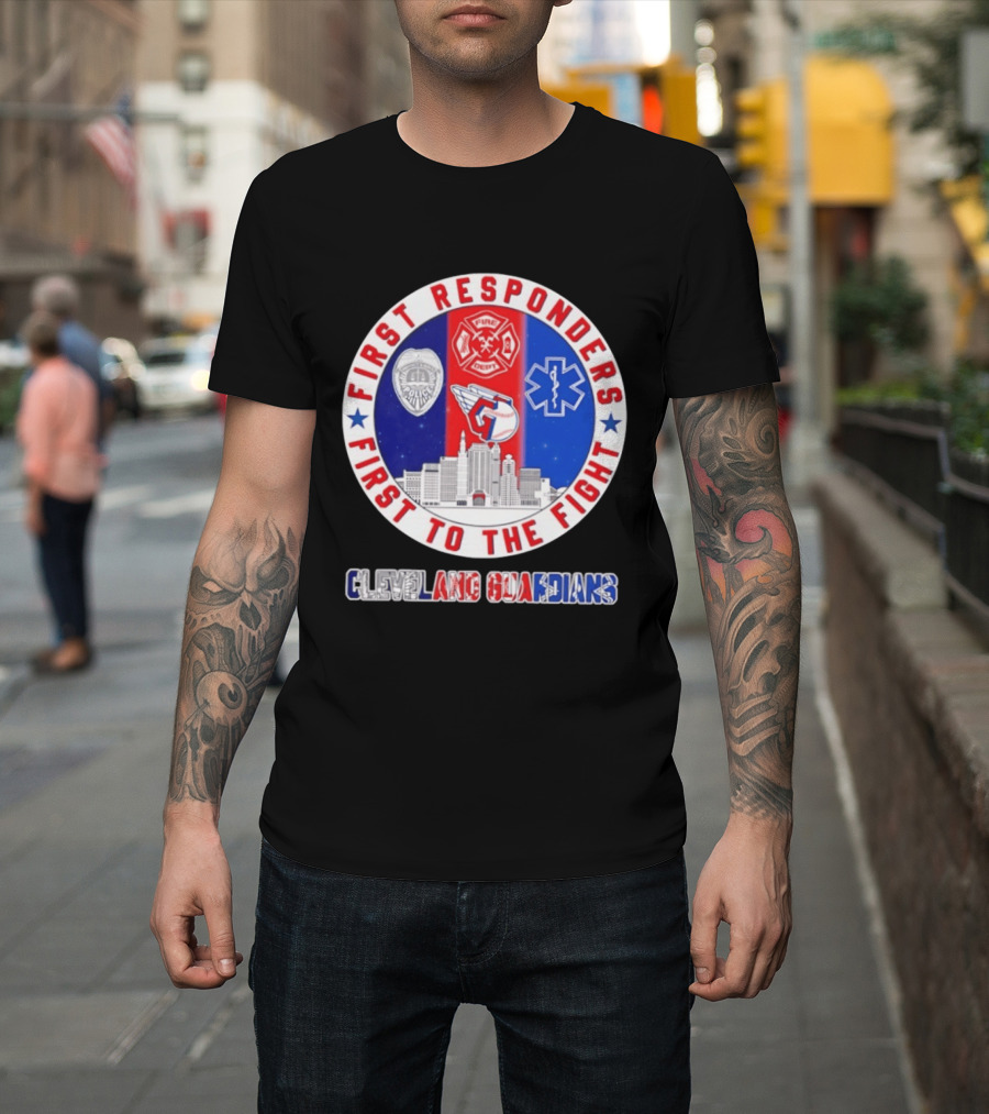 Cleveland Guardians First Responders First To The Fight Police Fire Medical Cityscape T-Shirt