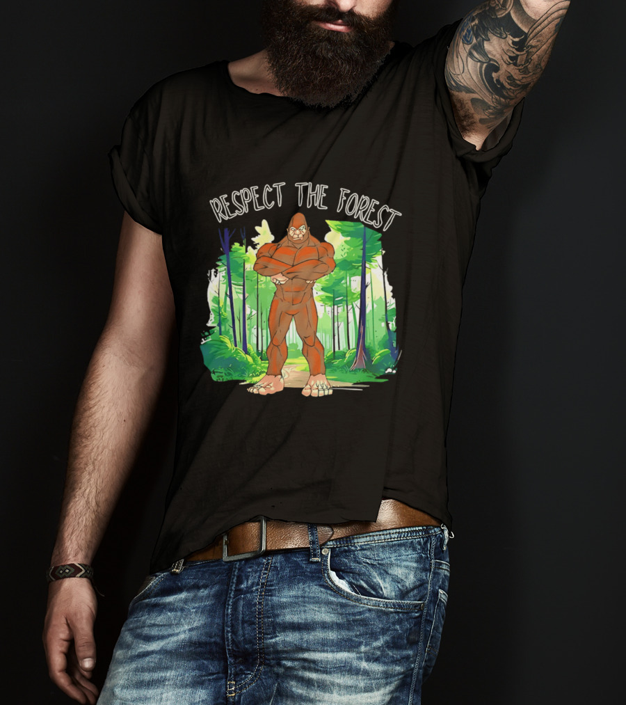 Respect The Forest Bigfoot Cartoon T-Shirt
