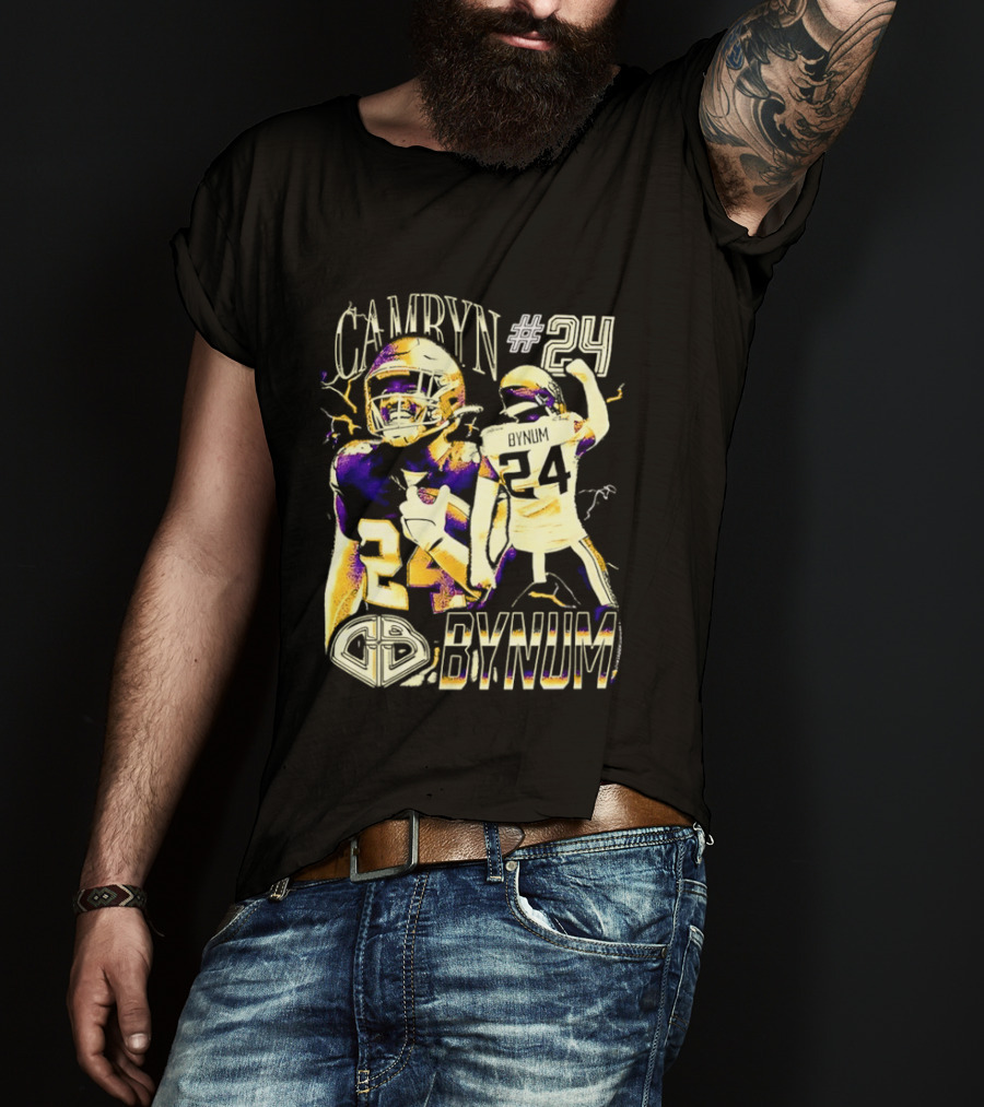 Camryn #24 Bynum Vikings Football Player Lightning T-Shirt