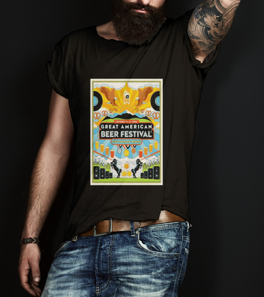 Great American Beer Festival October 10 11 2026 Levitt Pavilion Denver Eagles Pretzels Beer Music T-Shirt
