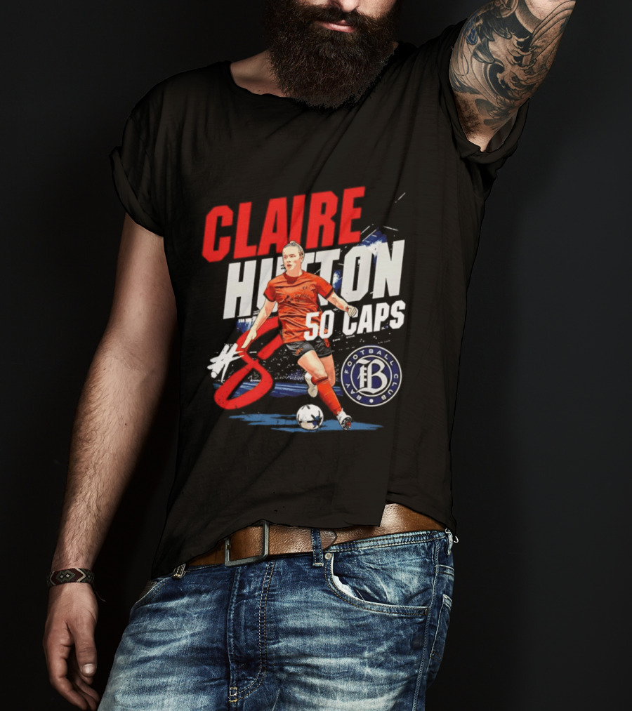 Claire Hutton Bay FC 50 Caps Number 8 Soccer Player T-Shirt