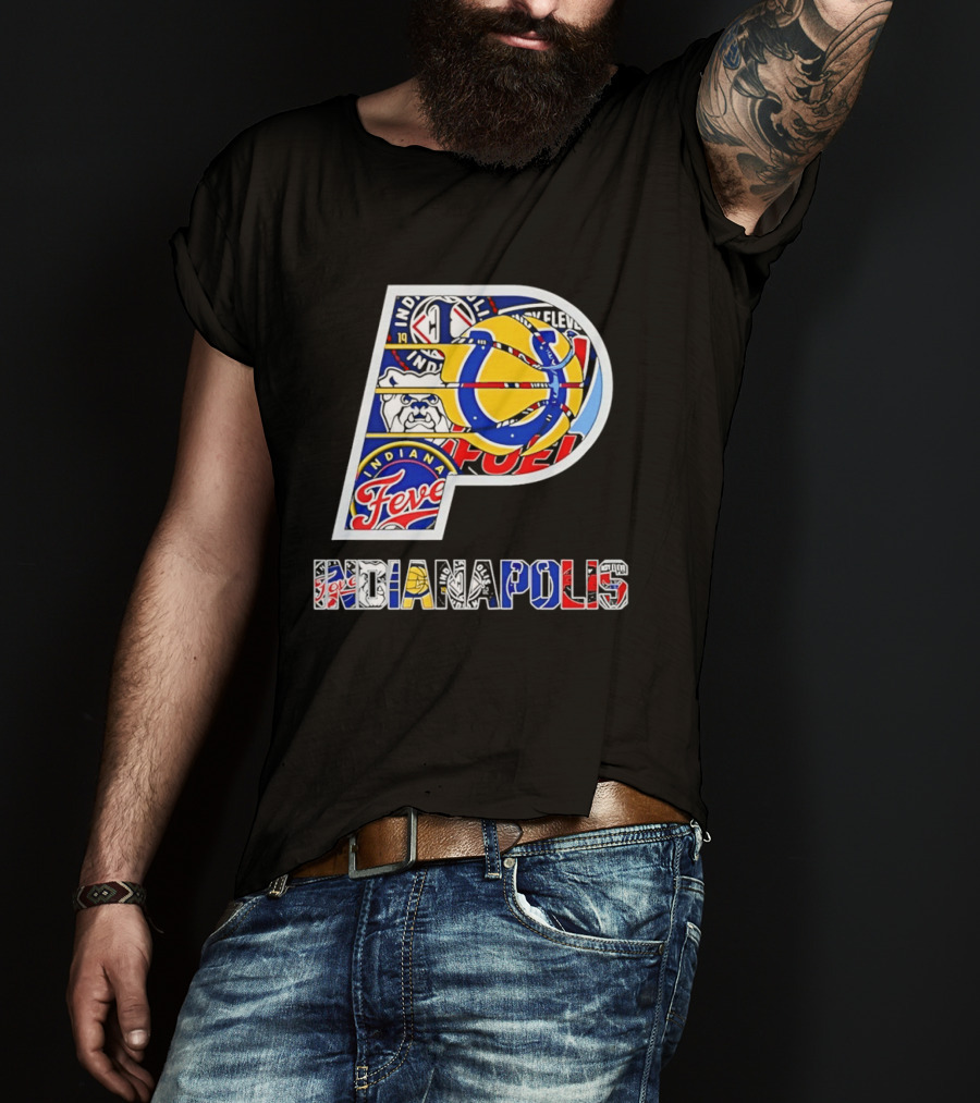 Indiana Pacers Indianapolis Fever Fuel Bulldogs Iconic Sports Collage T-Shirt