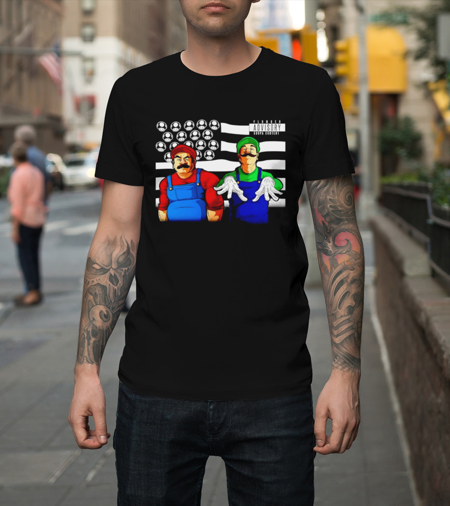 Mario Luigi Plumber Advisory Koopa Mushroom Flag T-Shirt