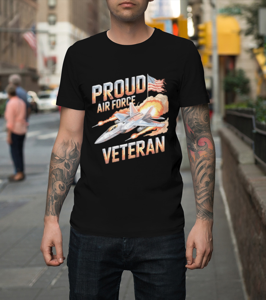 Proud Air Force Veteran F 22 Raptor America Flag T-Shirt