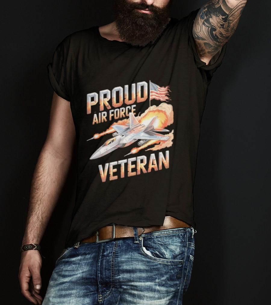 Proud Air Force Veteran F 22 Raptor America Flag T-Shirt