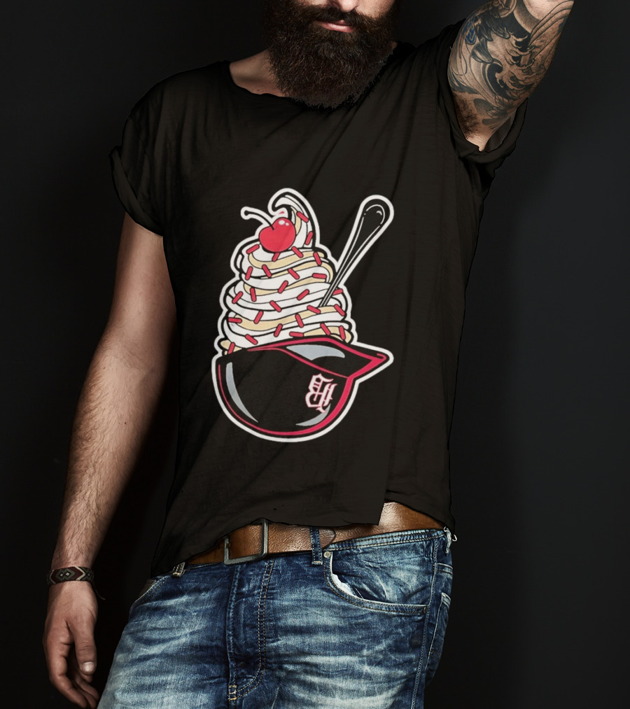 Birmingham Barons Ice Cream Helmet With Sprinkles And Cherry T-Shirt