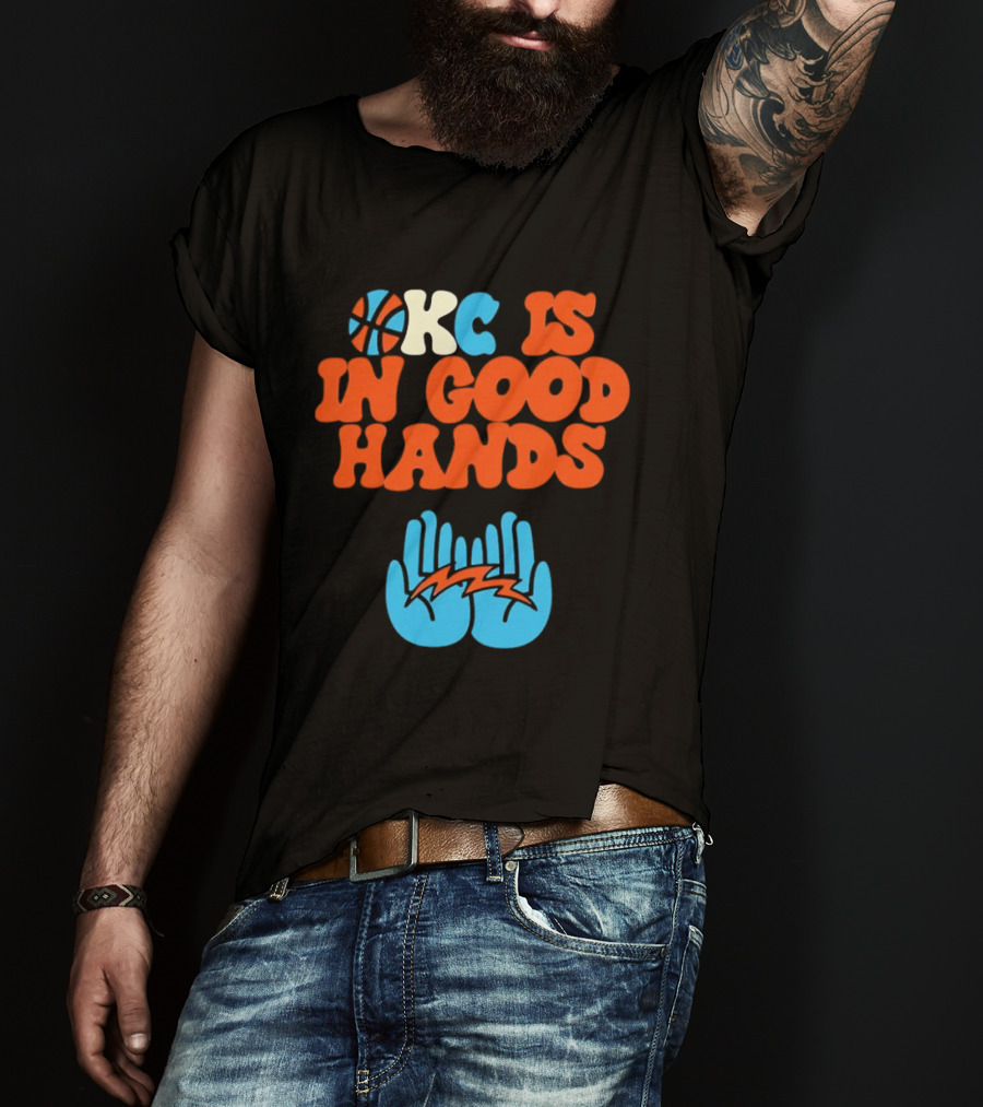 Okc Is In Good Hands Thunder Basketball Lightning Bolt Hands T-Shirt