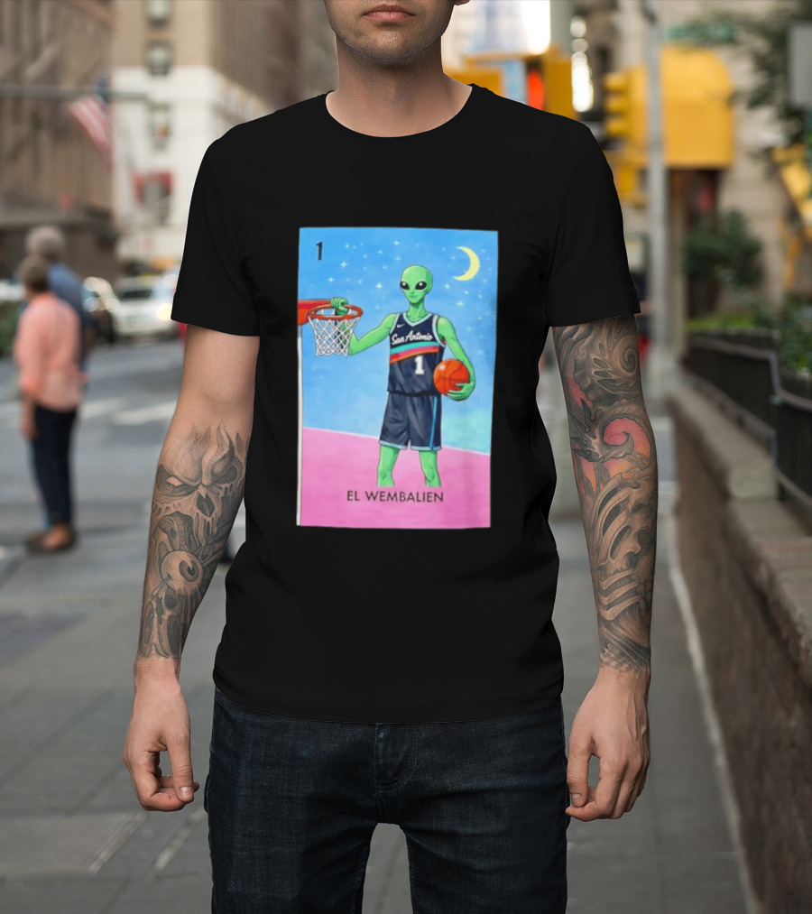 El Wembalien San Antonio Spurs Alien Basketball Number 1 Victor Wembanyama T-Shirt