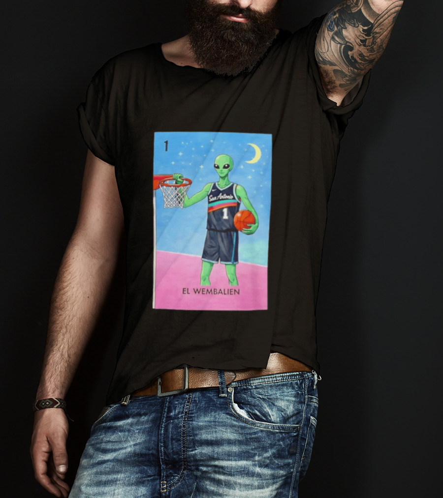 El Wembalien San Antonio Spurs Alien Basketball Number 1 Victor Wembanyama T-Shirt